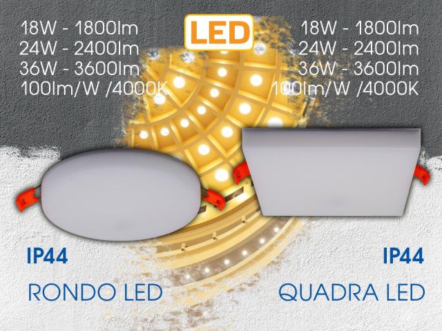RONDO LED и QUADRA LED – светодиодни панели с висока ефективност