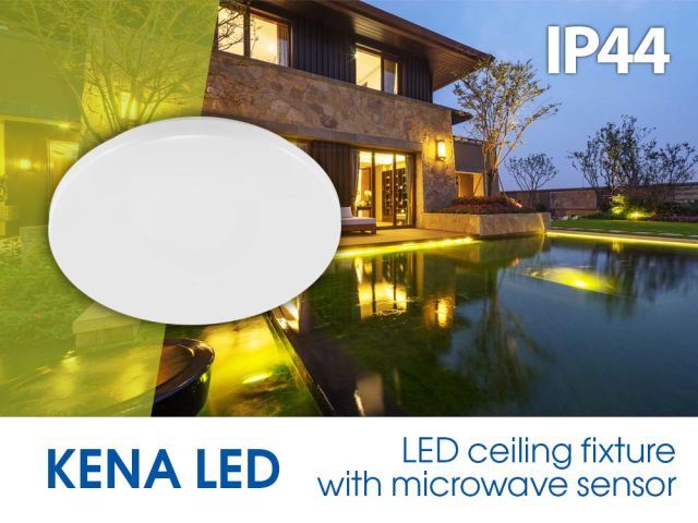 LED lighting fixture with microwave motion sensor KENA LED 12W