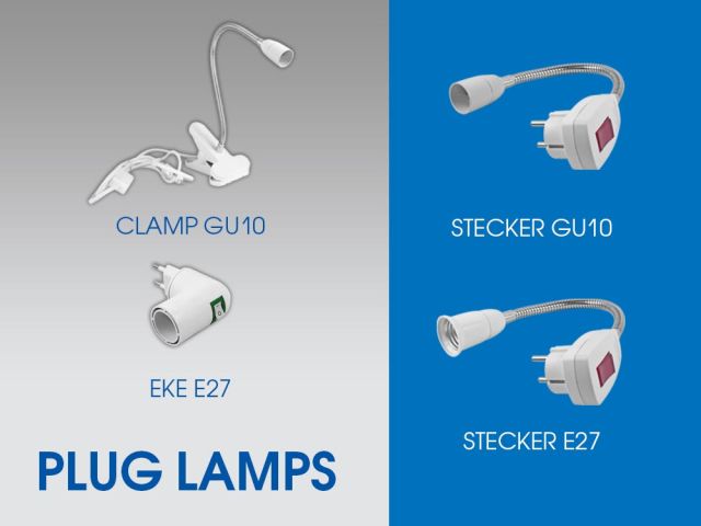 Plug lighting fixtures VIVALUX - CLAMP, EKE and STECKER