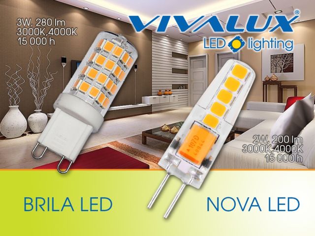 High efficiency and low energy consumption with the new G9 and G4 lamps - BRILA LED G9/NOVA LED G4